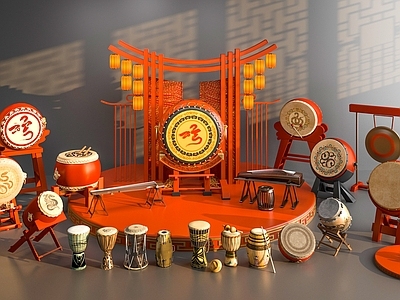 娱乐器材组合 中式鼓 大鼓 小鼓 名族鼓 锣