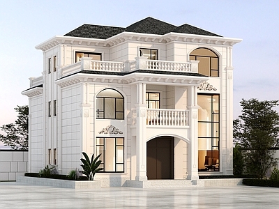 欧式现代别墅建筑 农村别墅 三层别墅 独栋别墅 自建房 施工图