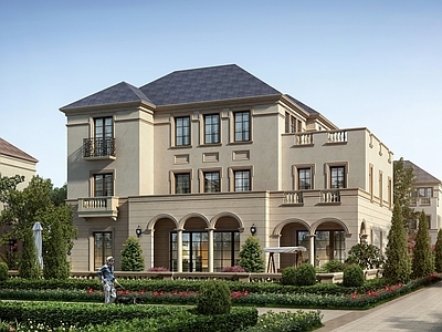 法式欧式别墅建筑 法式独栋别墅 法式三层乡村别墅 施工图