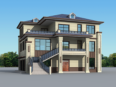 新中式简欧别墅建筑 三层别墅 16X11米 独栋别墅 自建房 农村别墅 施工图