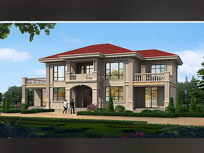 欧式简欧别墅建筑 23X12米 二层别墅 农村别墅 自建房 独栋别墅 施工图