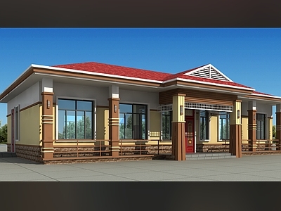 欧式简欧别墅建筑 20X12米 一层别墅 农村别墅 自建房 独栋别墅 施工图