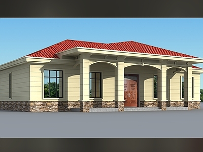 欧式简欧别墅建筑 20X13米 一层别墅 独栋别墅 自建房 农村别墅 施工图