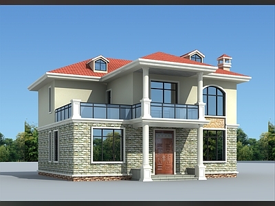 欧式简欧别墅建筑 12X12米 二层别墅 独栋别墅 自建房 农村别墅 施工图