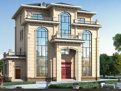 欧式简欧别墅建筑 18X15米 四层别墅 独栋别墅 自建房 农村别墅 施工图