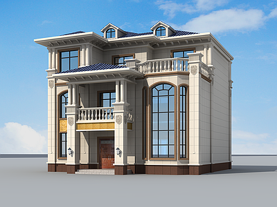 欧式简欧别墅建筑 13X13米 三层别墅 独栋别墅 自建房 农村别墅 施工图