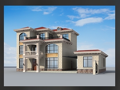 欧式简欧别墅建筑 21X13米 三层别墅 独栋别墅 自建房 农村别墅 施工图