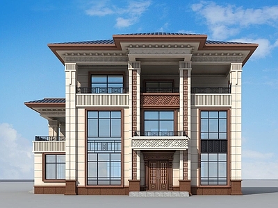 新中式现代别墅建筑 17X11米 三层别墅 独栋别墅 自建房 农村别墅 施工图