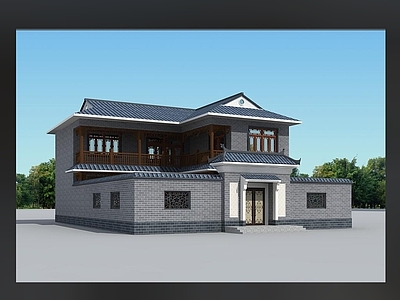 新中式中式别墅建筑 14X17米 二层别墅 独栋别墅 农村别墅 自建房 施工图