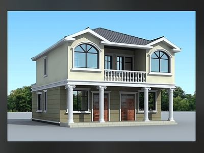 欧式简欧别墅建筑 10X12米 二层别墅 独栋别墅 自建房 农村别墅 施工图