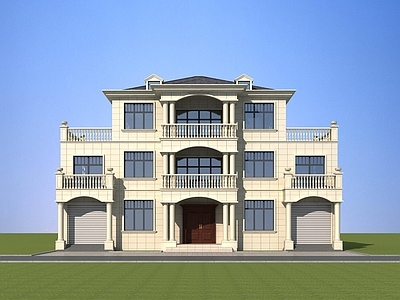 欧式简欧别墅建筑 19X13米 三层别墅 独栋别墅 自建房 农村别墅 施工图
