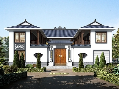 新中式中式别墅建筑 20X20米 合院别墅 独栋别墅 自建房 农村别墅 施工图