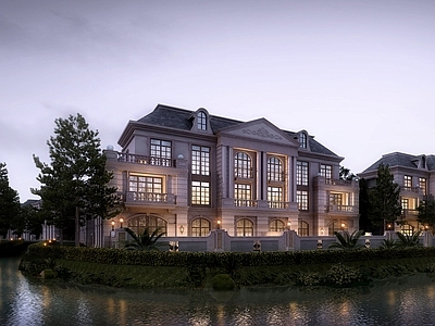 法式欧式别墅建筑 法式双拼别墅 法式三层别墅 施工图