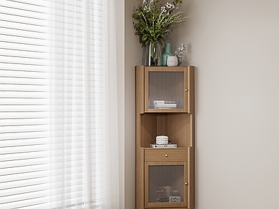 奶油原木储物柜 原木实木转角柜 田园风储物柜 玄关柜角柜 餐边柜矮柜斗柜 北欧储物装饰柜