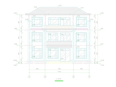 新中式别墅建筑 三层别墅 农村别墅 自建房 独栋别墅 小别墅 施工图