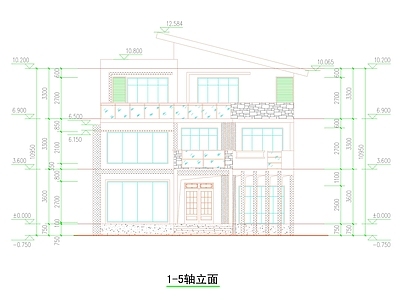 现代中式别墅建筑 农村别墅 三层别墅 自建房 独栋别墅 小别墅 施工图