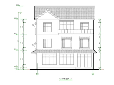 现代中式别墅建筑 农村别墅 三层别墅 独栋别墅 小别墅 自建房 施工图