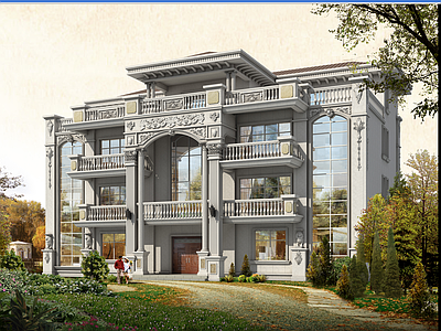 欧式别墅建筑 23X14米 四层别墅 独栋别墅 自建房 农村别墅 施工图