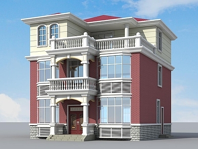 欧式简欧别墅建筑 10X13米 三层别墅 自建房 独栋别墅 农村别墅 施工图