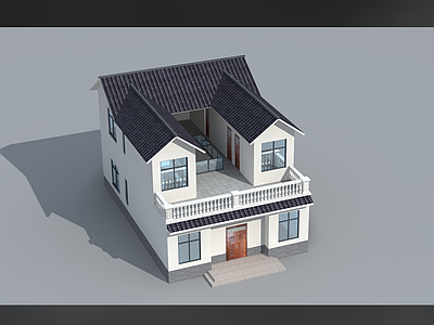 新中式中式别墅建筑 10X15米 二层别墅 自建房 独栋别墅 农村别墅 施工图