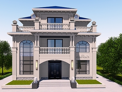 欧式别墅建筑 三层别墅 自建房 独栋别墅 建筑结构电气 施工图