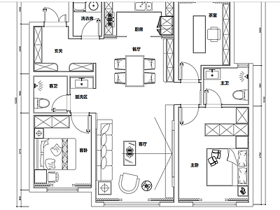 样板间 样板间 现代 施工图
