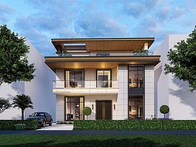 现代极简别墅建筑 二层半自建房 现代别墅 建筑结构水电全套 施工图