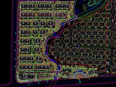 现代庭院 别墅区 大区景观 景观设计 总平面图 施工图