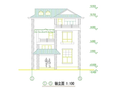 现代新中式别墅建筑 三层别墅 自建房 独栋别墅 农村别墅 小别墅 施工图