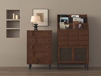 中古斗柜 台灯 摆件 储物柜 装饰柜 中古风边柜 斗柜