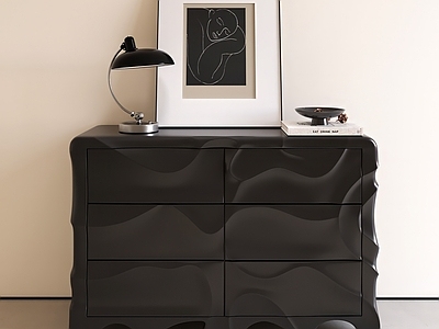 现代侘寂斗柜 边柜 矮柜 玄关柜 挂画