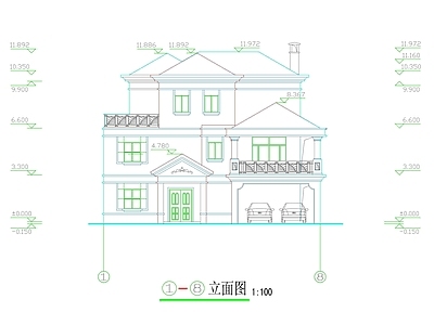 中式现代别墅建筑 三层别墅 农村别墅 小别墅 自建房 独栋别墅 施工图