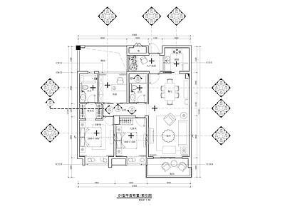 样板间 105平法式样板 全 施工图