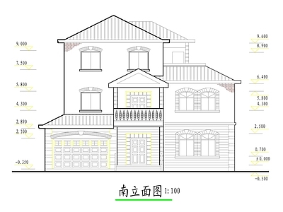 新中式现代别墅建筑 农村别墅 三层别墅 小别墅 独栋别墅 自建房 施工图