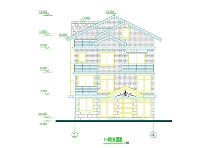 新中式现代别墅建筑 三层别墅 农村别墅 小别墅 独栋别墅 自建房 施工图