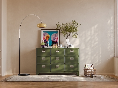 中古复古斗柜 五斗柜 边柜 矮柜 落地灯