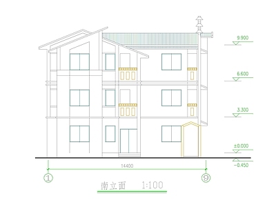 新中式现代别墅建筑 农村别墅 三层别墅 独栋别墅 小别墅 自建房 施工图