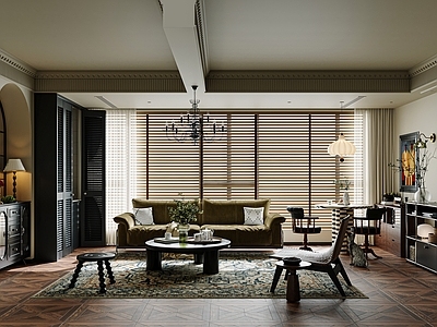 现代中古家居客厅 USM边柜 斗柜 无主灯