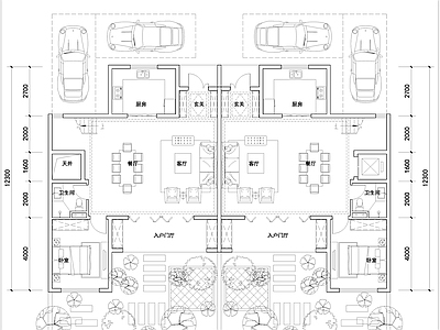 现代新中式别墅建筑 200平合院别墅 未来社区合院户型 三层合院别墅户型 中式合院别墅设计 施工图