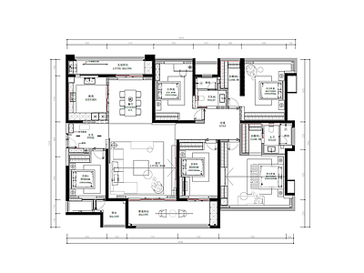 样板间 230平私宅平面 施工图