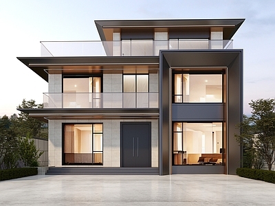 现代新中式别墅建筑 农村别墅 三层别墅 独栋别墅 自建房 施工图