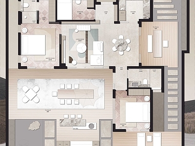 别墅 神无月空间设计 彩平图 户型优化 独栋平墅 别墅平面图 施工图
