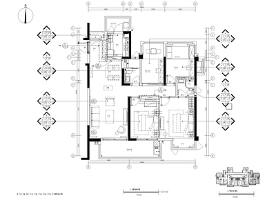 样板间 平层样板 施工图
