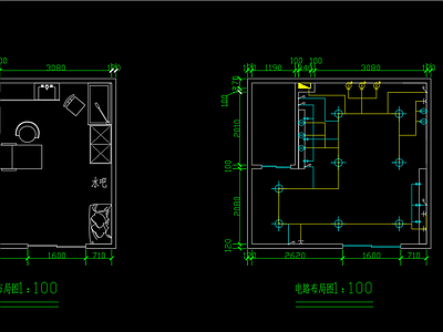 样板间 纹身店样板间全套 施工图