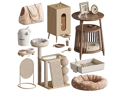 宠物用品 宠物自动喂食器柜 猫窝圆形木制边桌 剑麻柱子猫爬架 宠物手提袋猫砂盆 圆形网状抓板