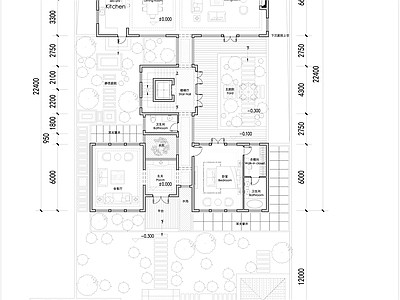 现代新中式别墅建筑 新中式合院别墅 500独栋合院 未来社区合院户型 三层合院全套平面 施工图