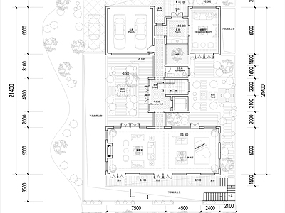 现代新中式别墅建筑 新中式合院别墅 500平合院户型 未来社区合院设计 三层合院全套户型 施工图
