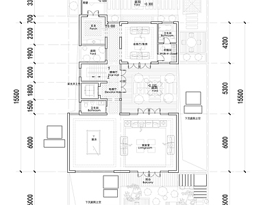 现代新中式别墅建筑 新中式合院别墅 340平合院户型 未来社区合院别墅 三层合院全套平面 施工图