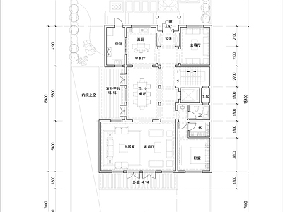 现代新中式别墅建筑 新中式合院别墅 未来社区别墅设计 338合院别墅户 三层合院全套平面 施工图
