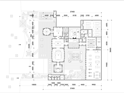 现代新中式别墅建筑 新中式独栋合院 800平独栋户型 未来社区别墅设计 合院别墅全套平面 施工图
